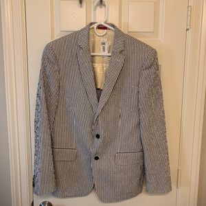 Nordstrom Seersucker Navy and White 40R Blazer NWT